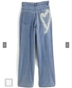 GRL ハート型ダメージ加工ストレートデニム