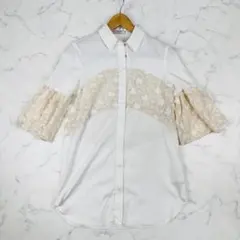 MaxMara Shine DALBUM レース刺繍 オーバーブラウス 白 花柄