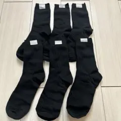 リブ編み レギュラーソックス メンズ ブラック 6足セット