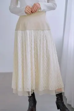 cohina レイヤードレースドッキングスカート アイボリー