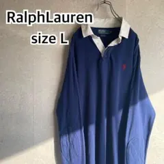 人気古着 ラルフローレン ラガーシャツ 刺繍ポニー エルボーパッチ Lサイズ