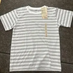 無印良品 クルーネック半袖Tシャツ ライトグレーボーダー