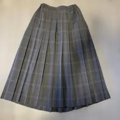 グレー チェック プリーツスカート ロング丈