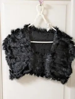 黒ファーカーディガン ショート丈