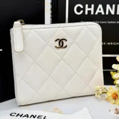 CHANEL シャネル ミニ ジップ マトラッセコインケース ホワイト新品未