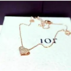 696 ローズゴールド ハート ネックレス czダイヤモンド クリスタル 韓国