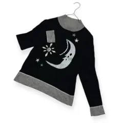 美品✨バイスデポール（38/M）カシミヤ97%ニットセーター 三日月 星柄 黒