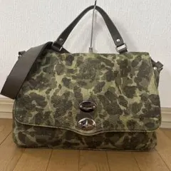 ザネラートZANELLATOポスティーナ/ラフィア中古2wayショルダーカモ柄のサムネイル