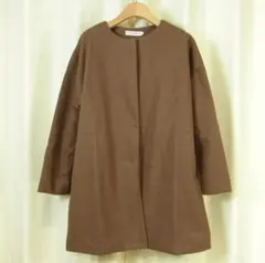 未使用タグ付 AIYISHANGFUSHI ノーカラーコート ブラウン Mサイズ