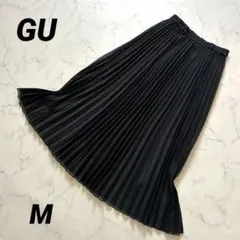 【ジーユー】 プリーツスカート ロング ウエストゴム シンプル フレア 黒