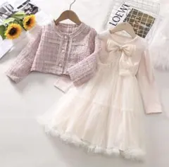 キッズ入学式スーツ2点セット100保育園フォーマル卒園式ツイード女の子ピンク子供