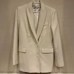 ZARA ダブルブレスト テーラードジャケット アイボリー Sのサムネイル