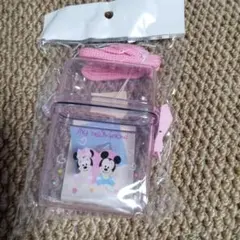 新品！未開封！ミッキー ミニー 小物入れ 透明ピンク ストラップ付き