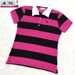 adidas ゴルフ スポーツウェア 半袖ポロシャツ ボーダー レディース M