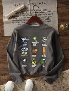 ダークグレー 長袖カットソー キャラクター 13Y 152-160