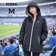 【プーマ】ハーフコート　M　ブラック　ピンク　保温性　スポーティー　カジュアル