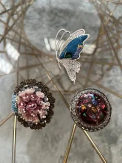 レトロ　昭和　アンティーク　ブローチ　三点セット　⭐︎