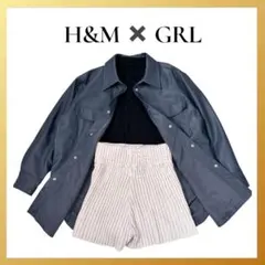 トレンド3点セット✨H&M フェイクレザーJK＆GRLリブニット ショートパンツ