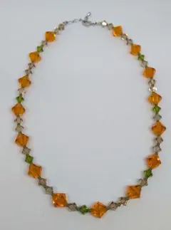 スワロフスキー ネックレス オレンジ グリーン