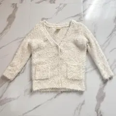 ジェラートピケ ふわふわ カーディガン 白 ルームウェア ニット