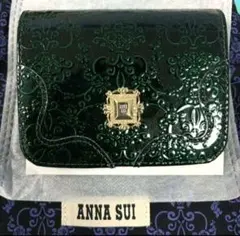 ☆ANNA SUI ☆エレノア二つ折りがま口財布 グリーン 巾着ポーチ付