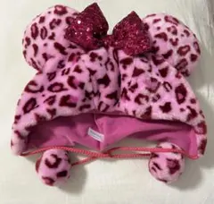 ディズニー ミニー ヒョウ柄 ピンク ファンキャップ リボン
