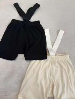 サスペンダー付きパンツセット ブラック ホワイト
