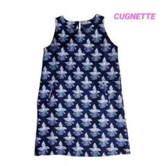 CUGNETTE 蓮ロータス 総柄 ノースリーブ ワンピース やや厚手 5509のサムネイル