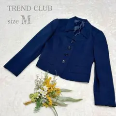 【TREND CLUB】テーラードジャケット 長袖 肩パット ネイビー 9号 ○