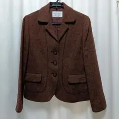 ROCHAS ツイード ジャケット赤茶 11 ウール混