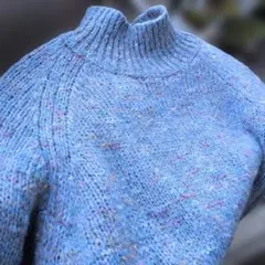 厚手ラグランスリーブハイネックニット 青系 (メルカリ便)