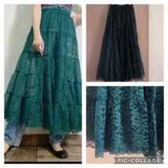 アメリカ古着*80s*レースティアードスカート*チュールスカート*Vintage