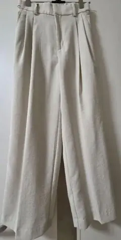 クリーム色 ワイドパンツ ゴム入りウエスト