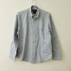 ラルフローレン　長袖ストライプシャツ　ブルー　コットン　サイズ8