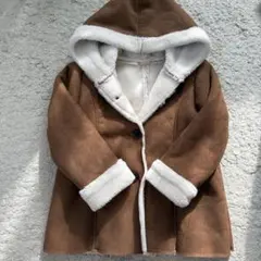 【プティマイン】フリースコート フード付き　120 アウターpetit main