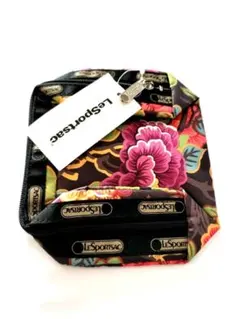 ❤【新品・未使用】レスポートサック　スクエアポーチ　ハイビスカス　花柄