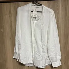 ユニクロ　UNIQLO レーヨン ボウタイブラウス　白　Ｌサイズ