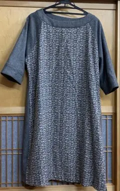 リバティ柄ラグランスリーブ ワンピース