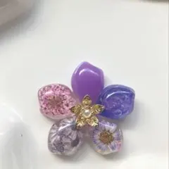 No.2772ハンドメイド レジンヘアゴム ドライフラワー 猫ちゃん お花