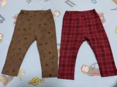 UNIQLO フリースズボン茶色と赤のパンツ 2点セット