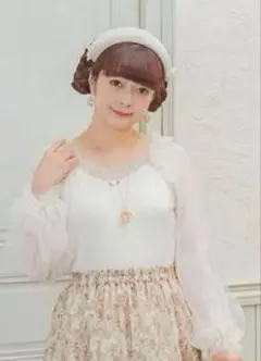 新品　薔薇 しまむら　青木美沙子　シアー　フリル　レース　プルオーバー　4L 白