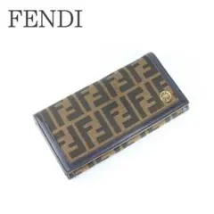 FENDI 二つ折り長財布 ズッカ柄 キャンバス ブラウン