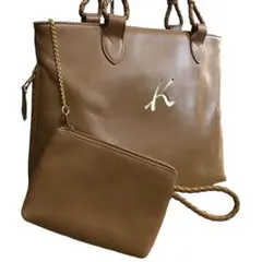 美品 kitamura キタムラ ハンドバッグ ポシェット付き ブラウン ロゴ