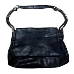 ZARA ザラ　ブラック レザー ショルダーバッグ　y2k 光沢　チェーン