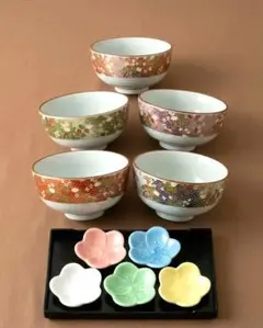 桜柄 小皿 5枚セット 竹籠付き - メルカリ