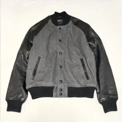 Gap スタジャン ブルゾン 袖 本革 レザー メルトン【S】