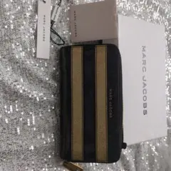 MARC JACOBS グリッター長財布 ブラック/ゴールド