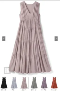 GRL リボン付きVネックノースリーブティアードワンピース[k8975a]ピンク