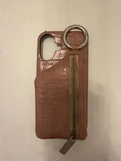 ajew iPhone16ケース クロコ型押し ピンクベージュ