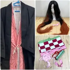 【新品＊フルセット】鬼滅の刃 竈門禰豆子 コスプレ 衣装 ウィッグ A-0459